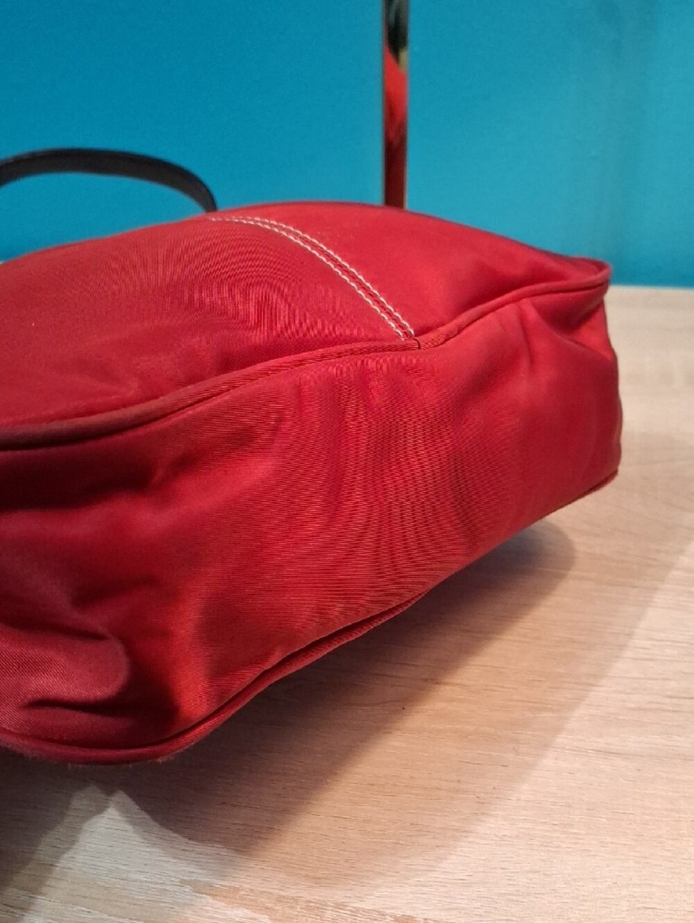 Dooney & Bourke Wayfarer Red Nylon Hobo Shoulder Bag with Brown Trim - Picture 8 of 15